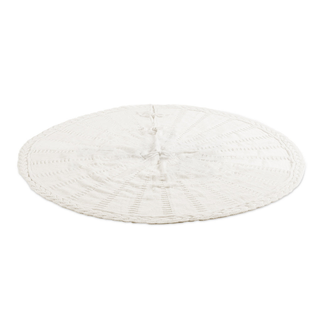 Jingle Jollys Christmas Tree Skirt 90cm Knitted Fabric Xmas Ornament Decor Beige - Homecoze