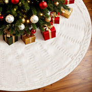 Jingle Jollys Christmas Tree Skirt 90cm Knitted Fabric Xmas Ornament Decor Beige - Homecoze