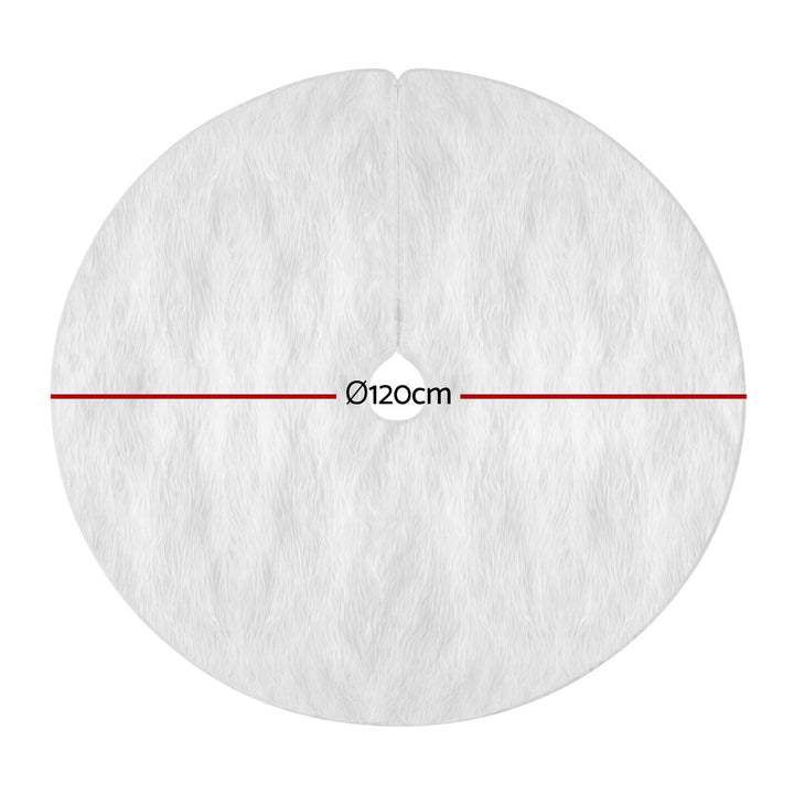 Jingle Jollys Christmas Tree Skirt 120cm Plush Xmas Fluffy Ornaments Decor White - Homecoze