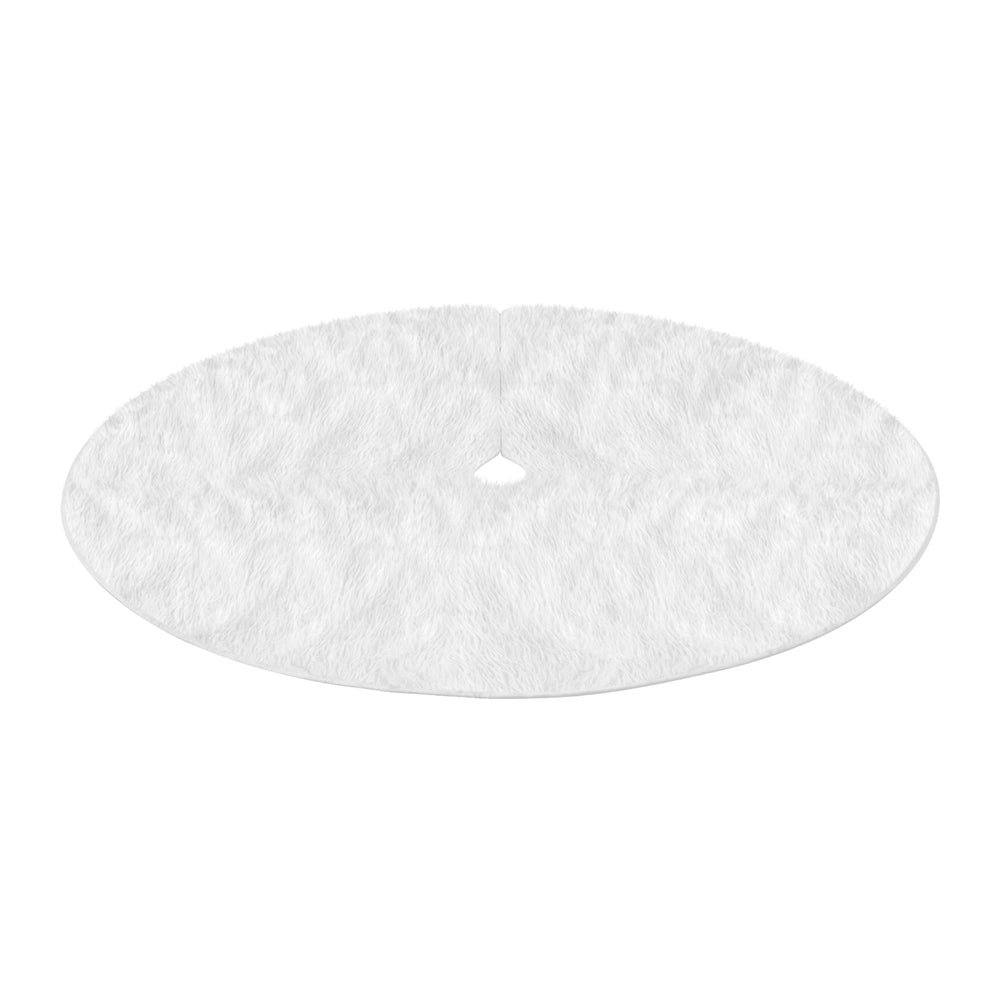 Jingle Jollys Christmas Tree Skirt 90cm Plush Xmas Fluffy Ornaments Decor White - Homecoze