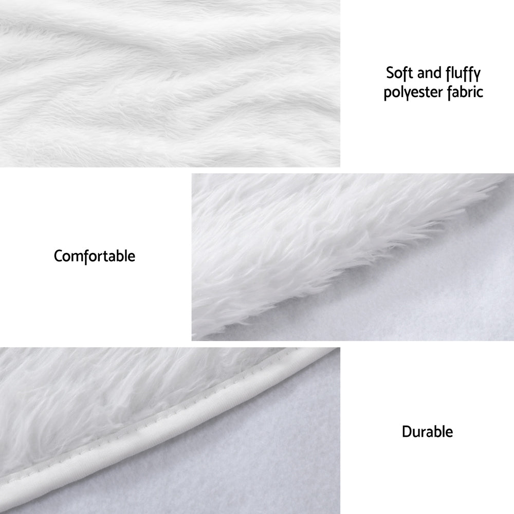 Jingle Jollys Christmas Tree Skirt 90cm Plush Xmas Fluffy Ornaments Decor White - Homecoze