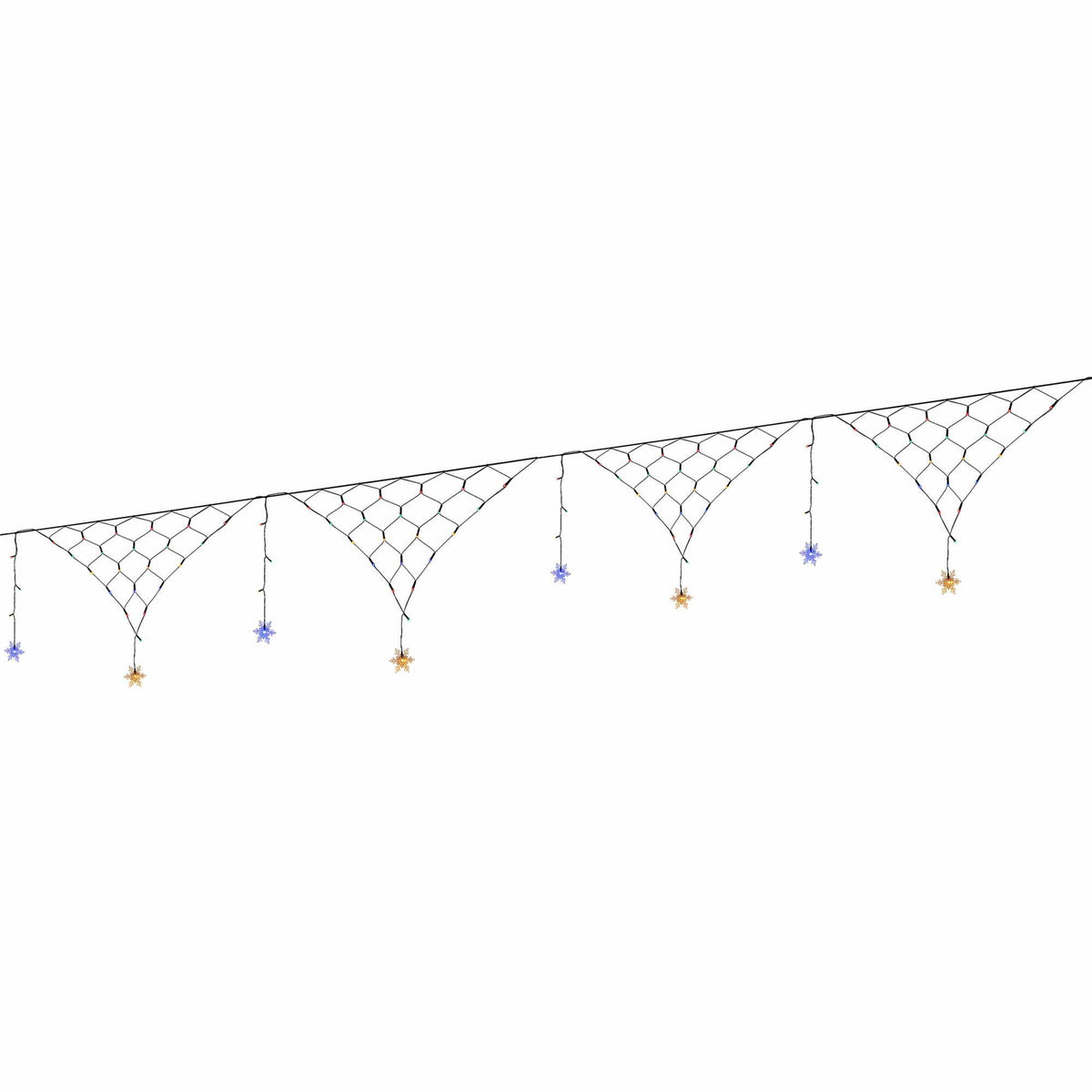 4m Solar Snowflake Net Christmas Lights 100 LED - Multicolour