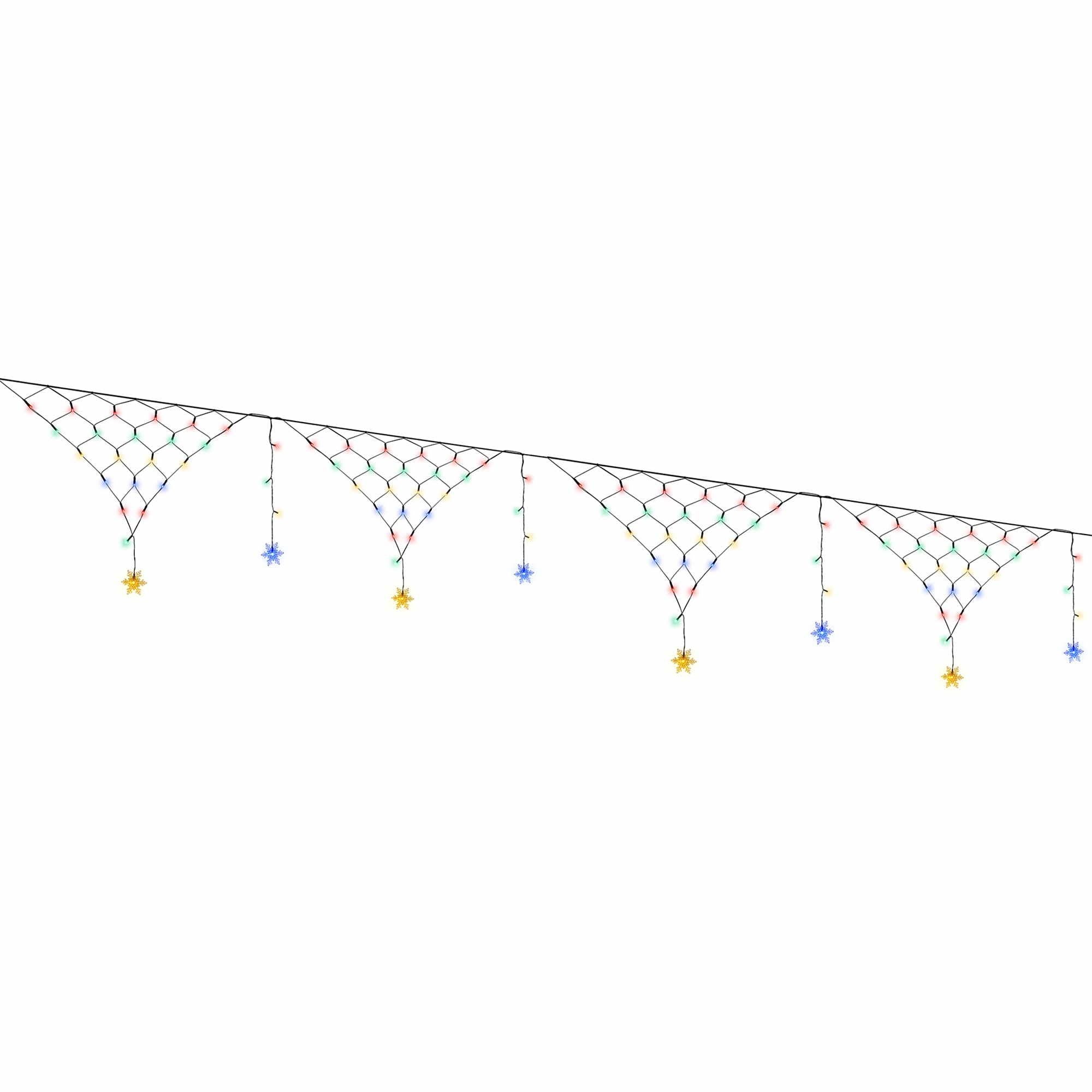 4m Solar Snowflake Net Christmas Lights 100 LED - Multicolour