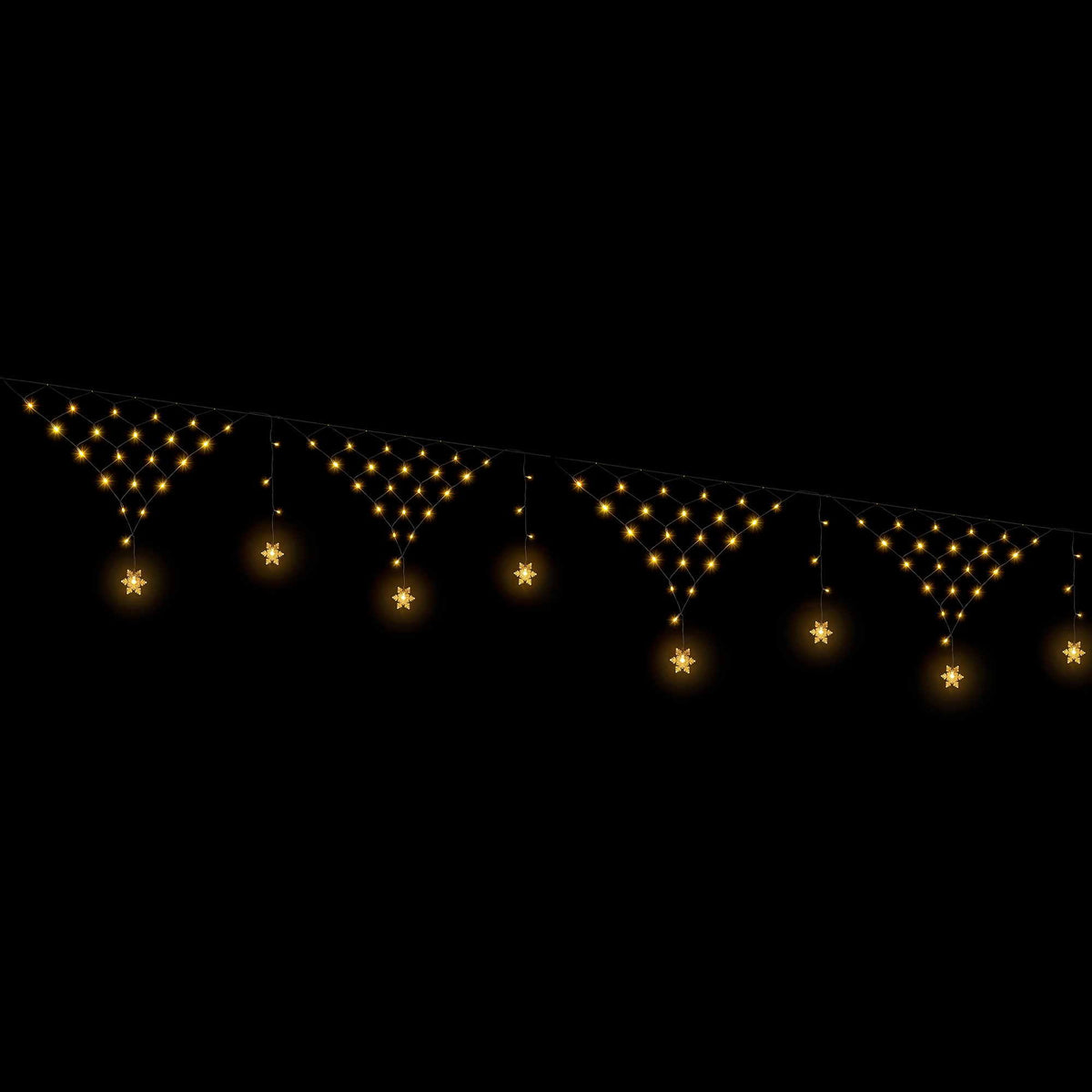 4m Solar Snowflake Net Christmas Lights 100 LED - Warm White