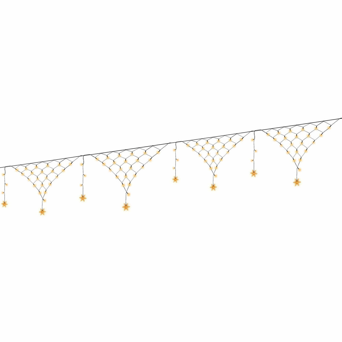 4m Solar Snowflake Net Christmas Lights 100 LED - Warm White