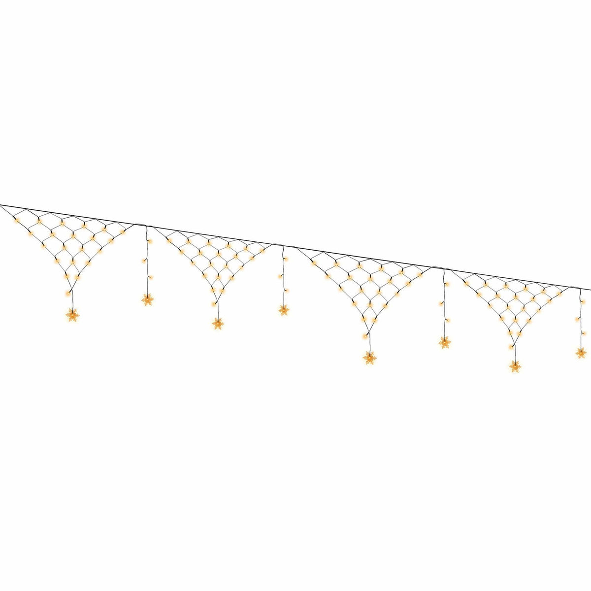 4m Solar Snowflake Net Christmas Lights 100 LED - Warm White