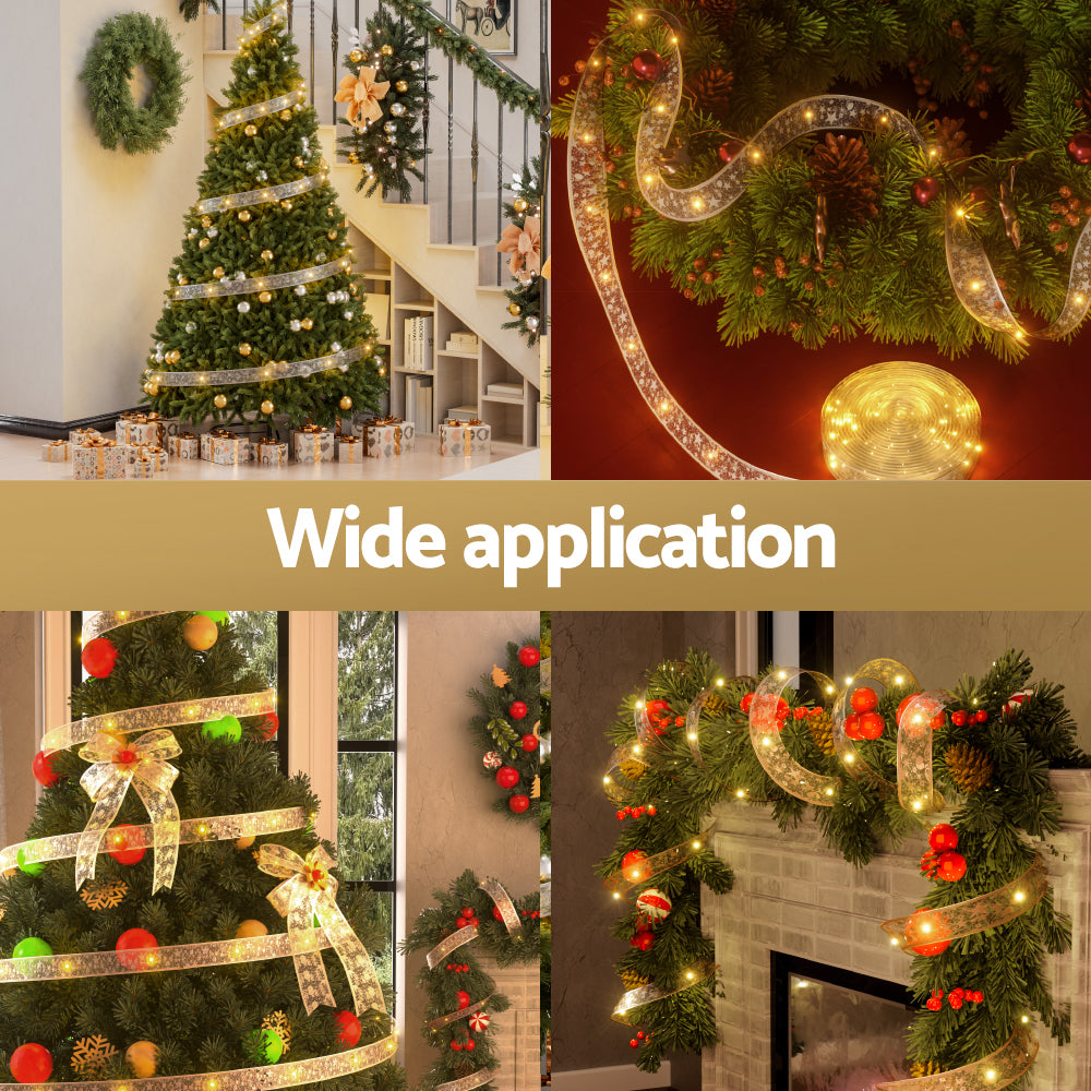 20m Christmas Ribbon Lights 200 LED - Warm White - Homecoze