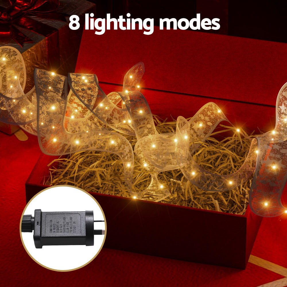 20m Christmas Ribbon Lights 200 LED - Warm White - Homecoze