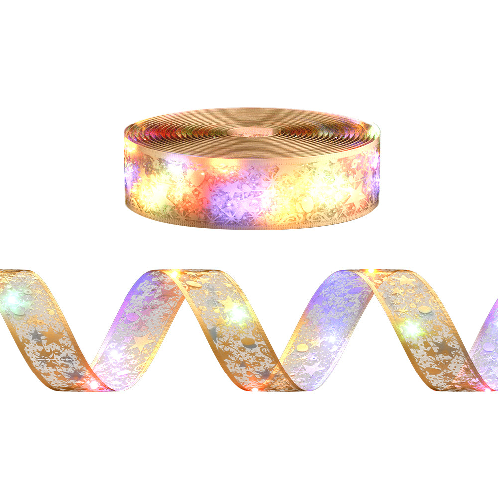 Jingle Jollys 20M Christmas Lights Fairy Ribbon Light 200 LED Xmas Decor Golden - Homecoze