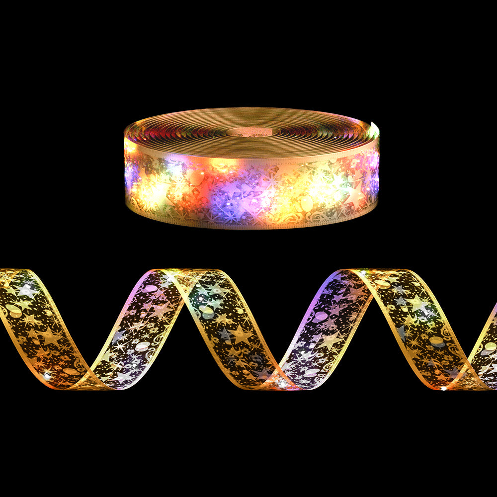 Jingle Jollys 20M Christmas Lights Fairy Ribbon Light 200 LED Xmas Decor Golden - Homecoze