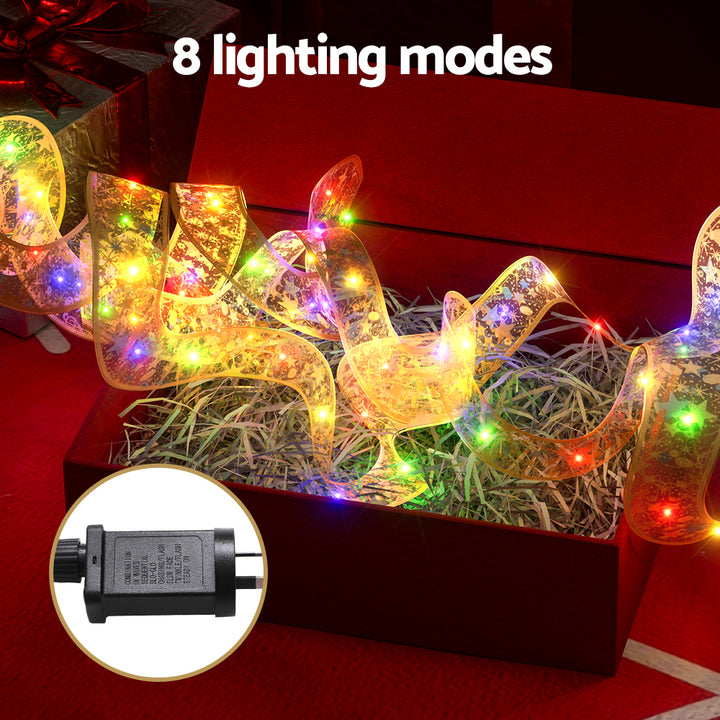 Jingle Jollys 20M Christmas Lights Fairy Ribbon Light 200 LED Xmas Decor Golden - Homecoze
