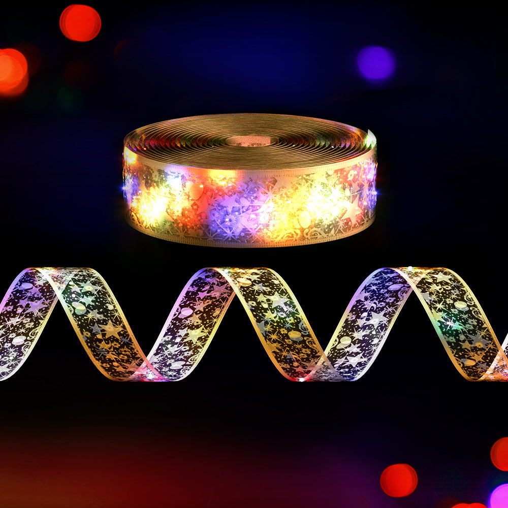 Jingle Jollys 20M Christmas Lights Fairy Ribbon Light 200 LED Xmas Decor Golden - Homecoze