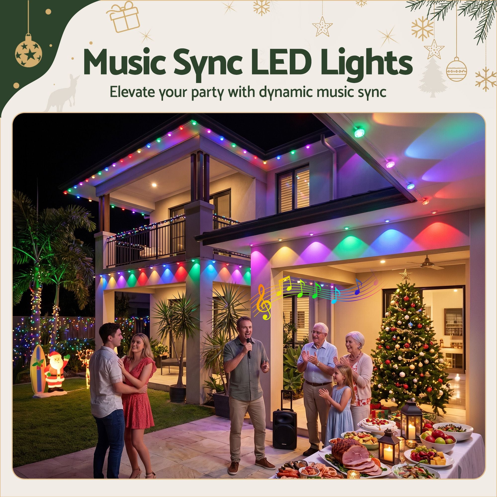 15m Eaves Christmas Lights 36 RGB LED - Multicolour
