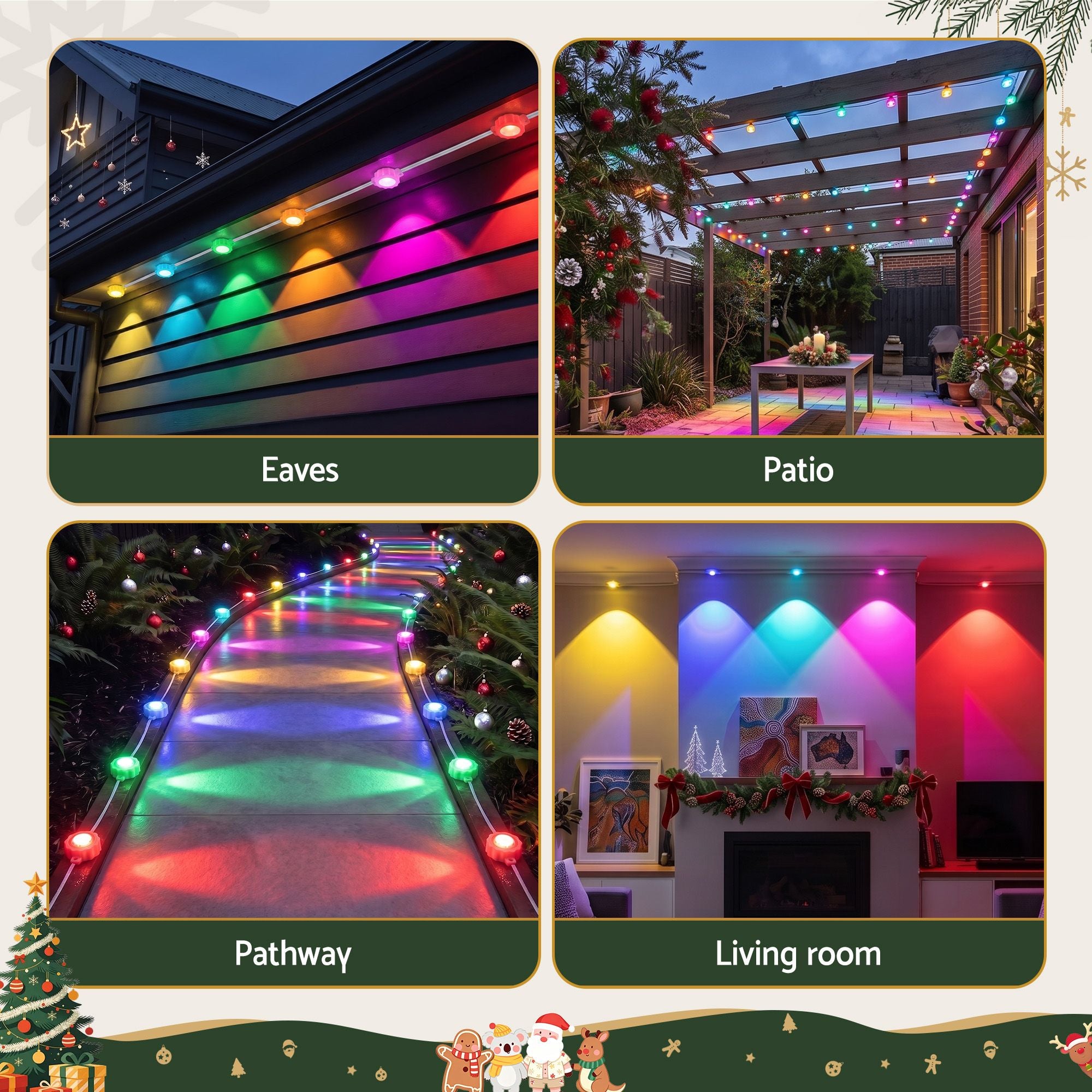 15m Eaves Christmas Lights 36 RGB LED - Multicolour