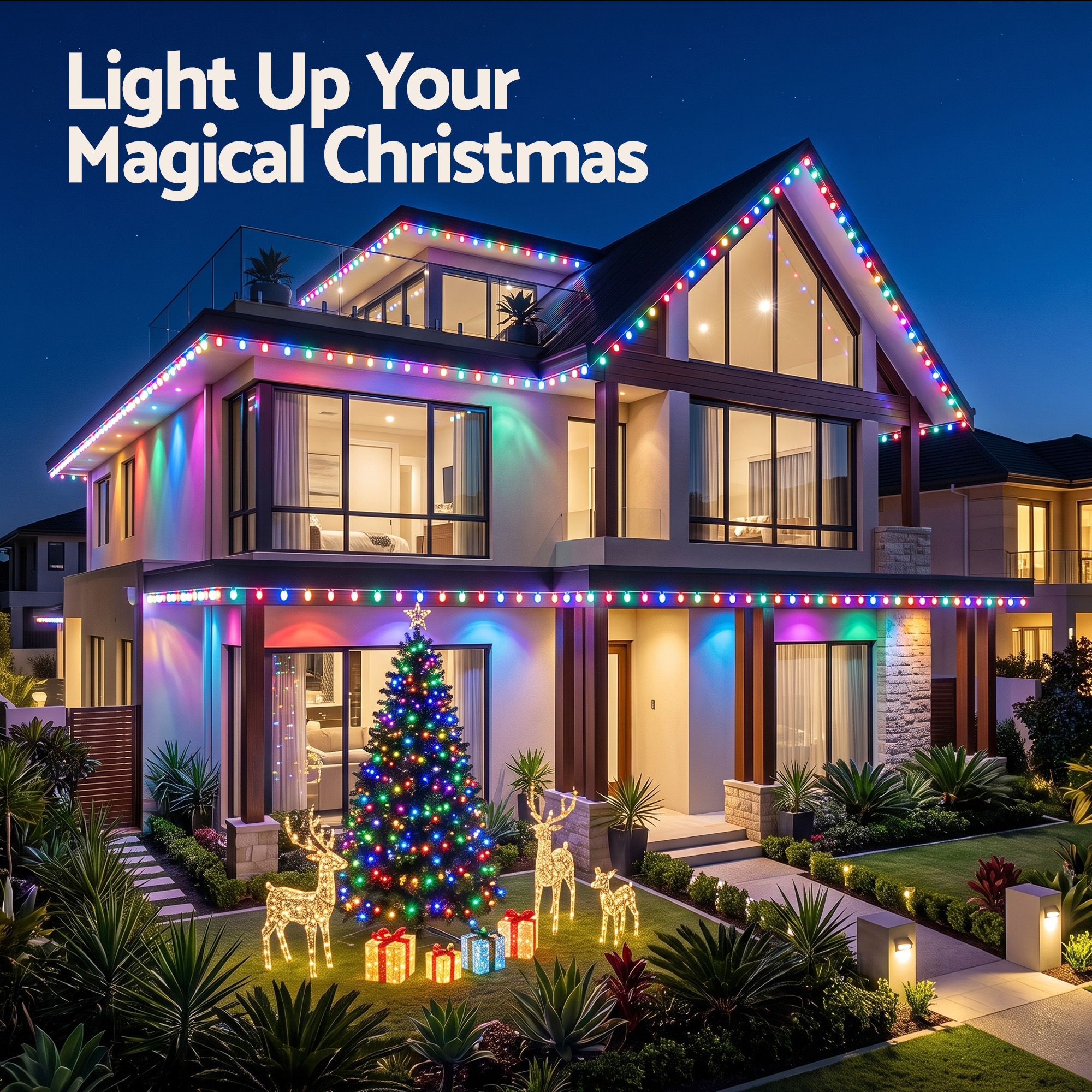 15m Eaves Christmas Lights 36 RGB LED - Multicolour