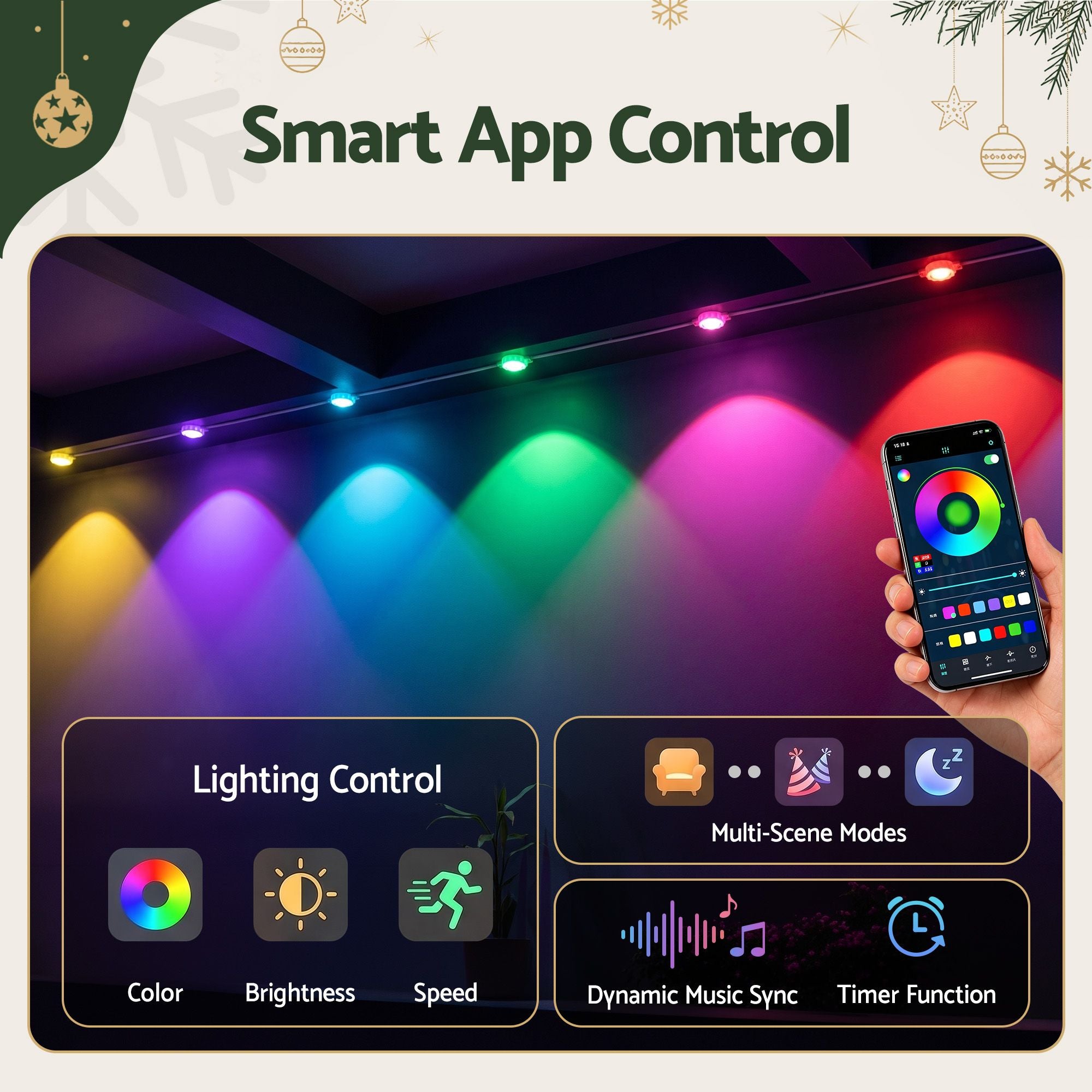 30m Eaves Christmas Lights 72 RGB LED - Multicolour