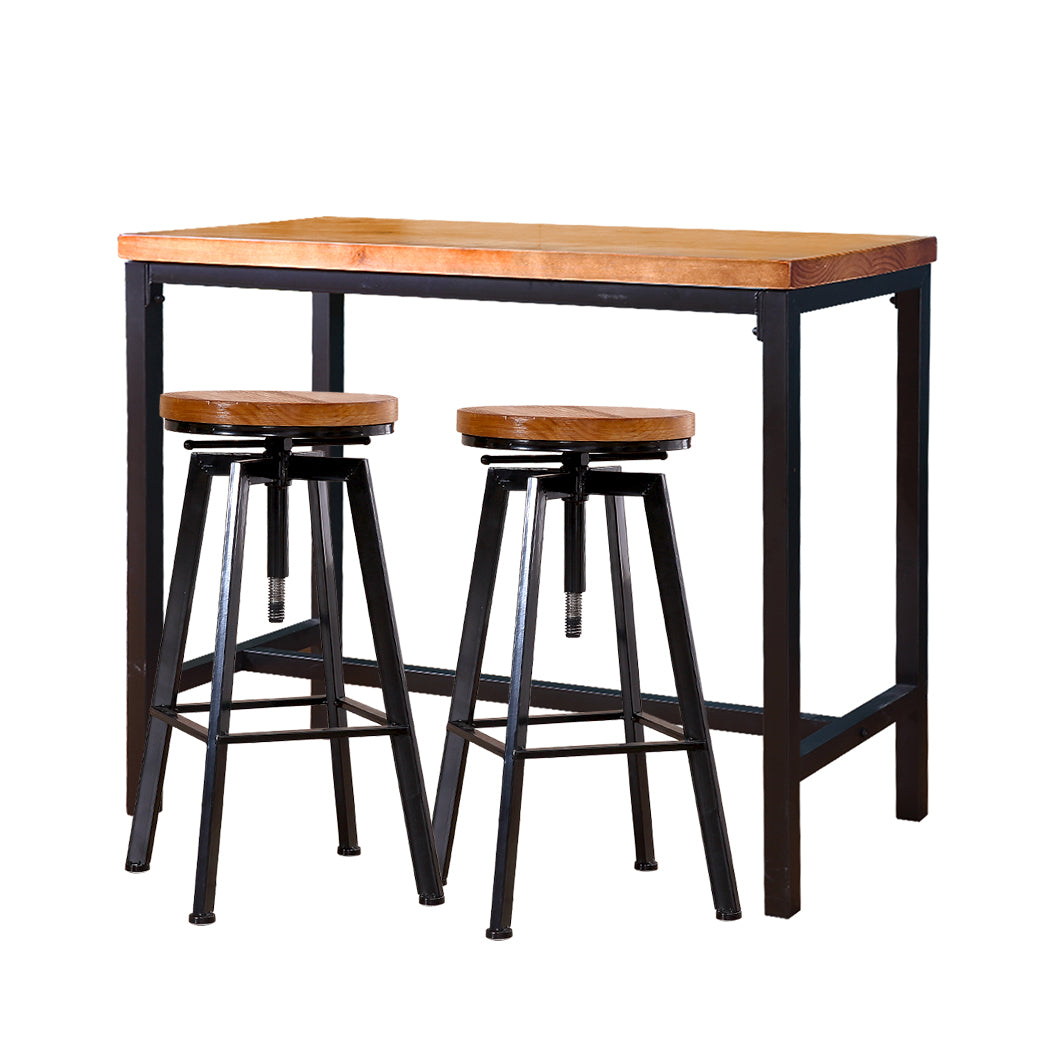 Levede 3pcs Bar Table Barstools Industrial-1836526747789692928