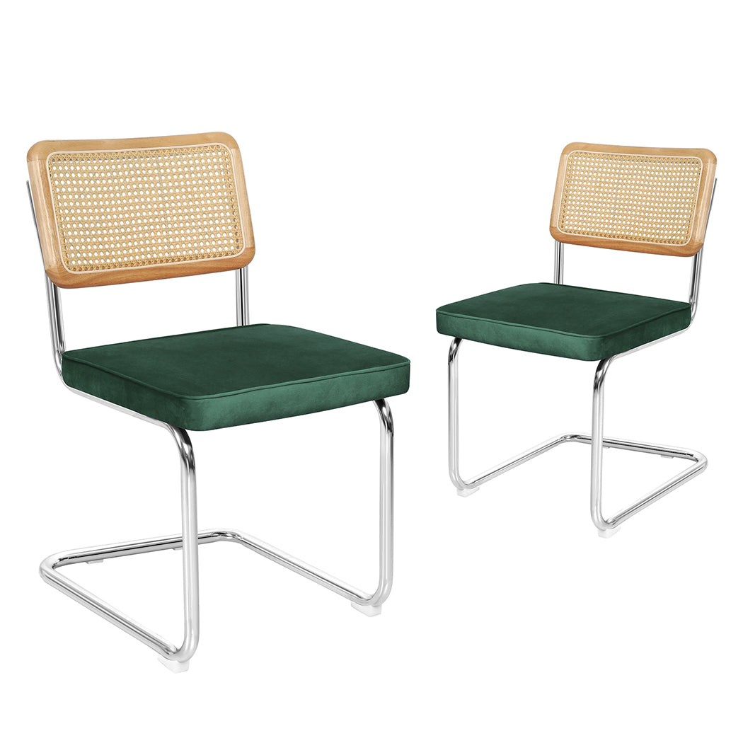 Levede 2xRattan Chair Dining Chairs Green-1836526713861967872