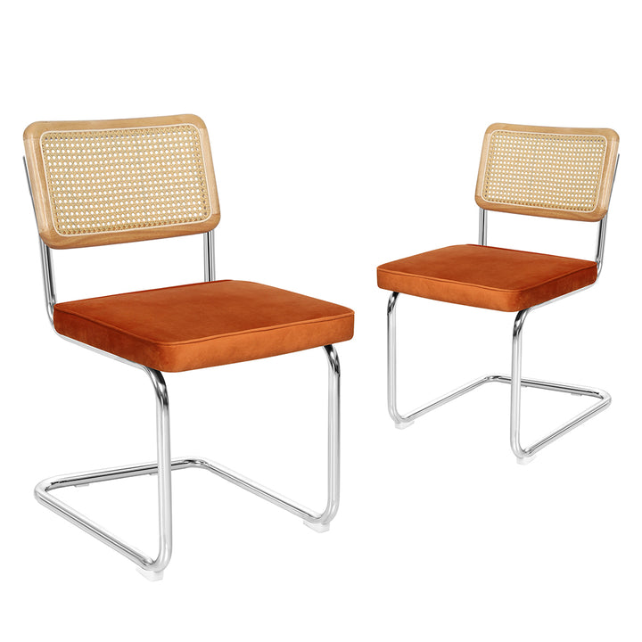 Levede 2xRattan Chair Dining Chairs Orange-1836526713723555840