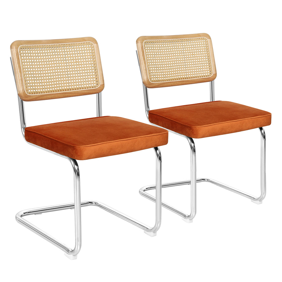 Levede 2xRattan Chair Dining Chairs Orange-1836526713723555841