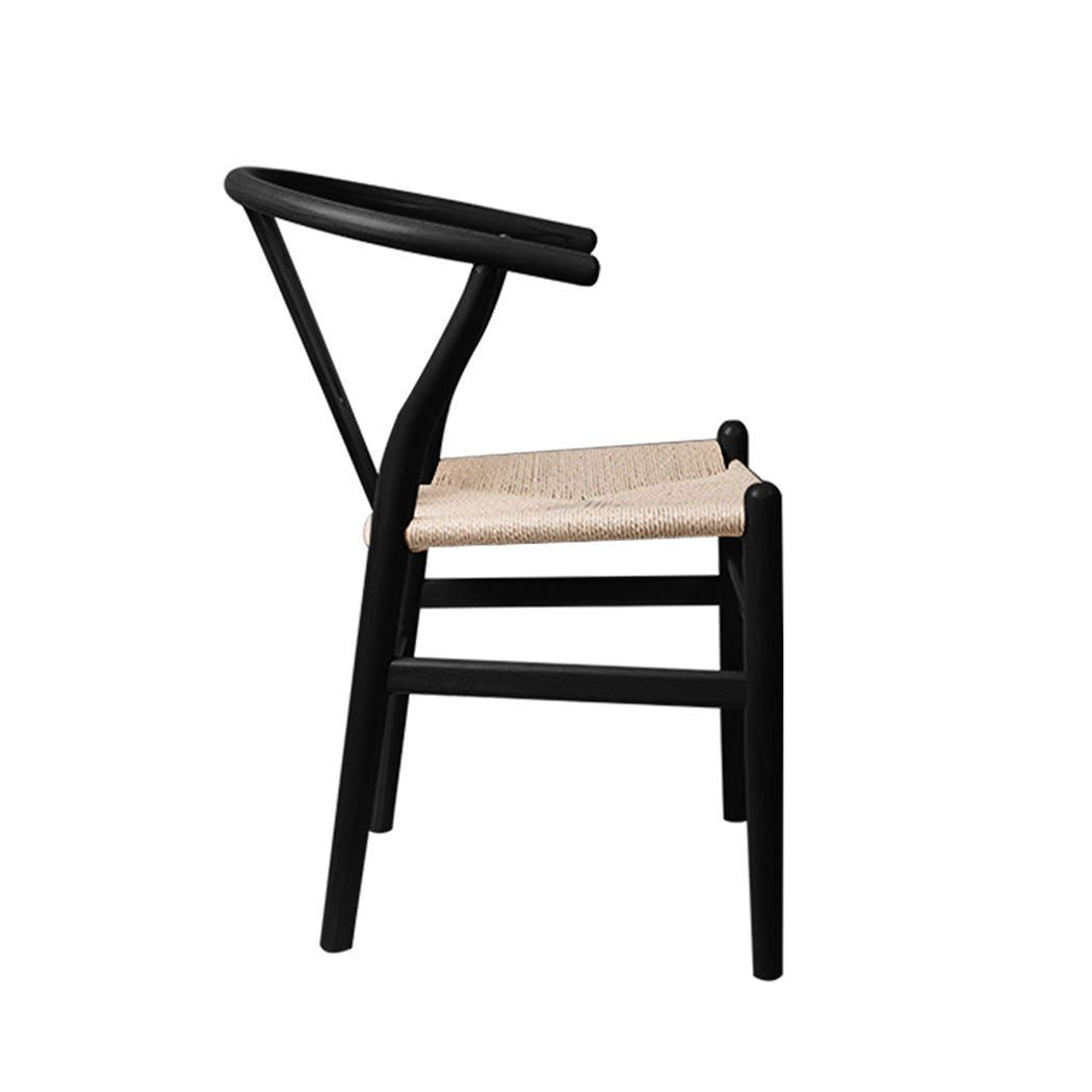 Levede 2x Dining Chairs Wooden Hans Black-1836526711542517765