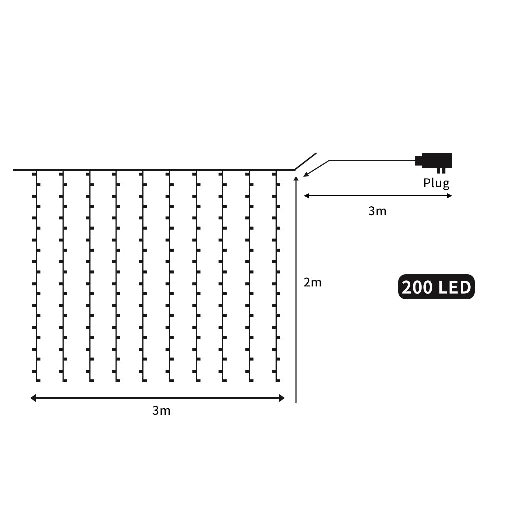 EMITTO LED Curtain Fairy Lights Wedding 3*2m Cool White 3x2 Meter-1826048922385256450