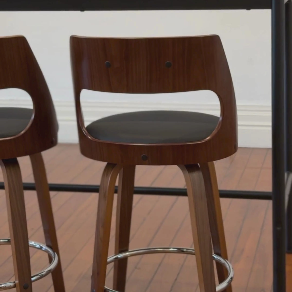 Load video: Hayden (Set of 4) PU Leather Bar Stools 65cm - Black
