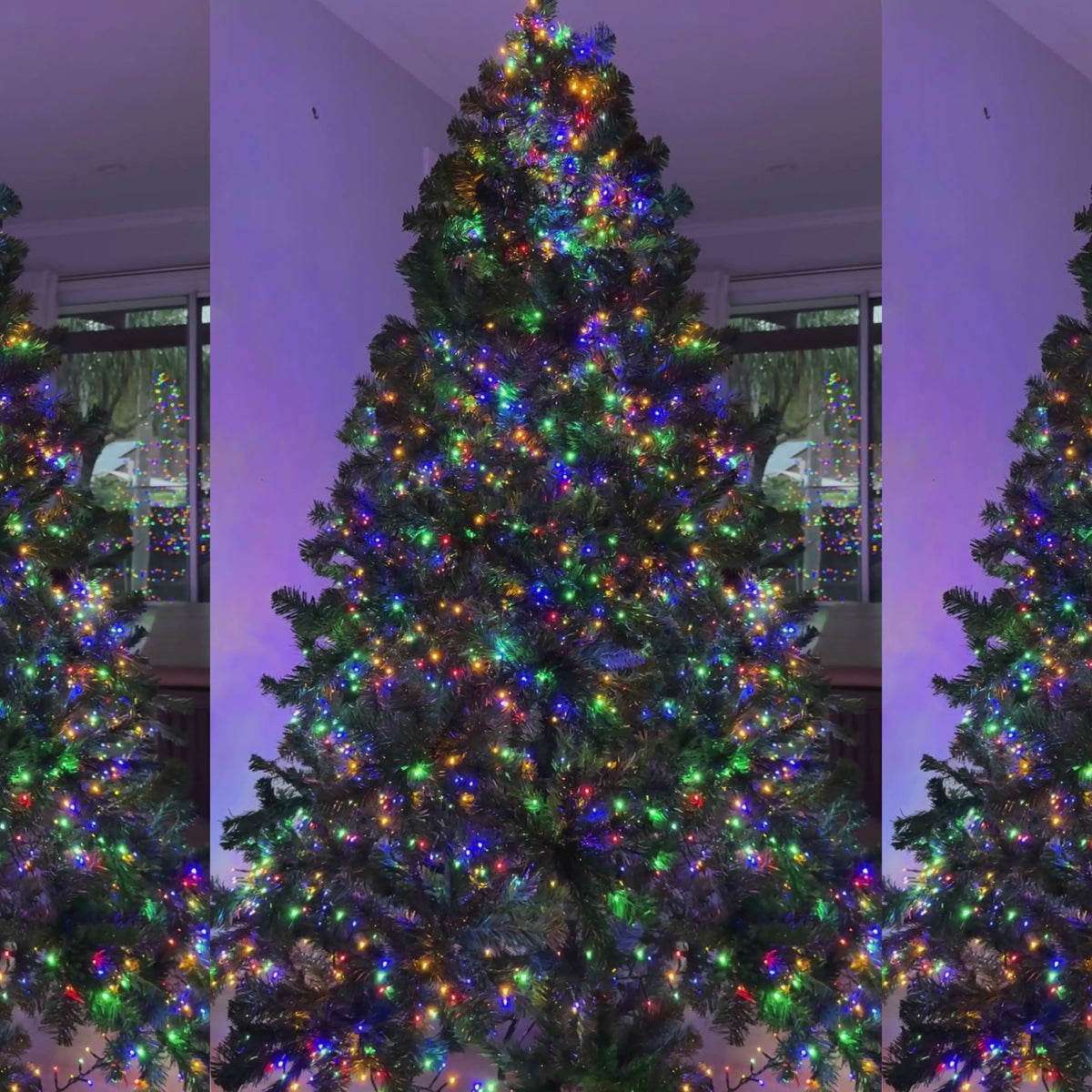Load video: 7FT Extra Full Pre-lit Multicolour LED Christmas Tree - 1221 Tips