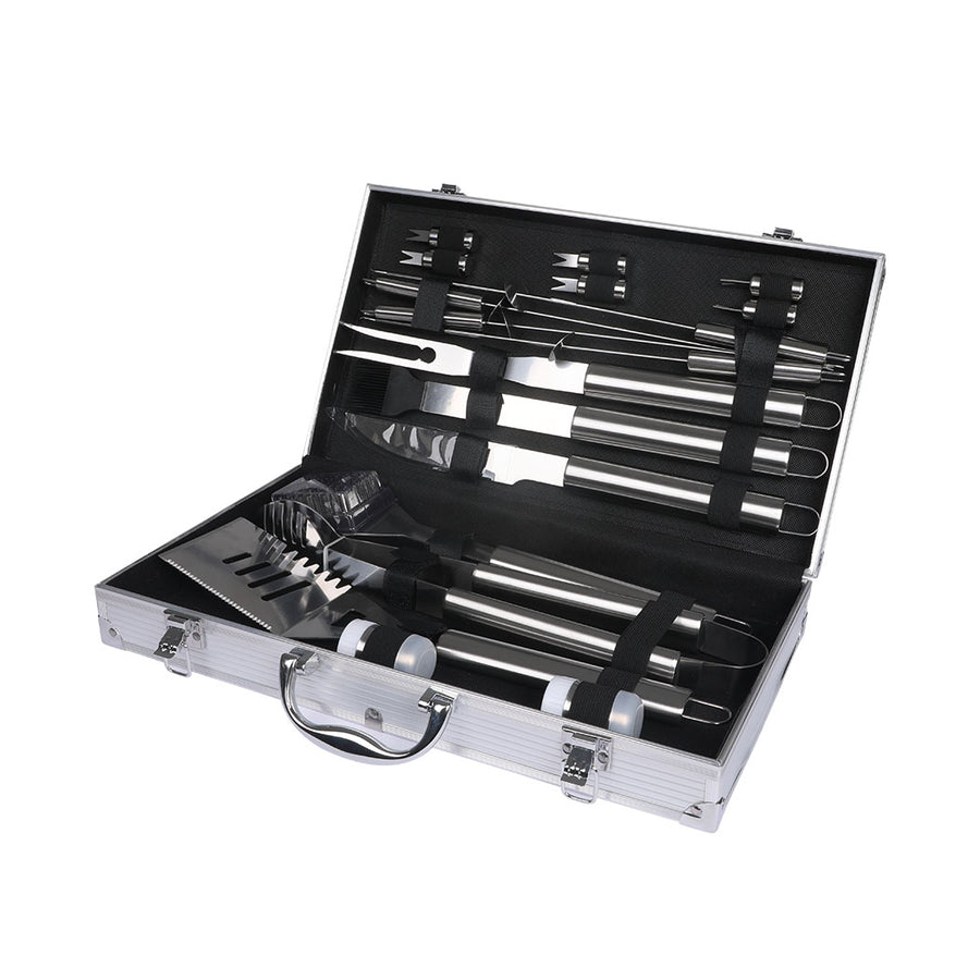 18Pcs Stainless Steel BBQ Utensil Set With Aluminium Case Homecoze