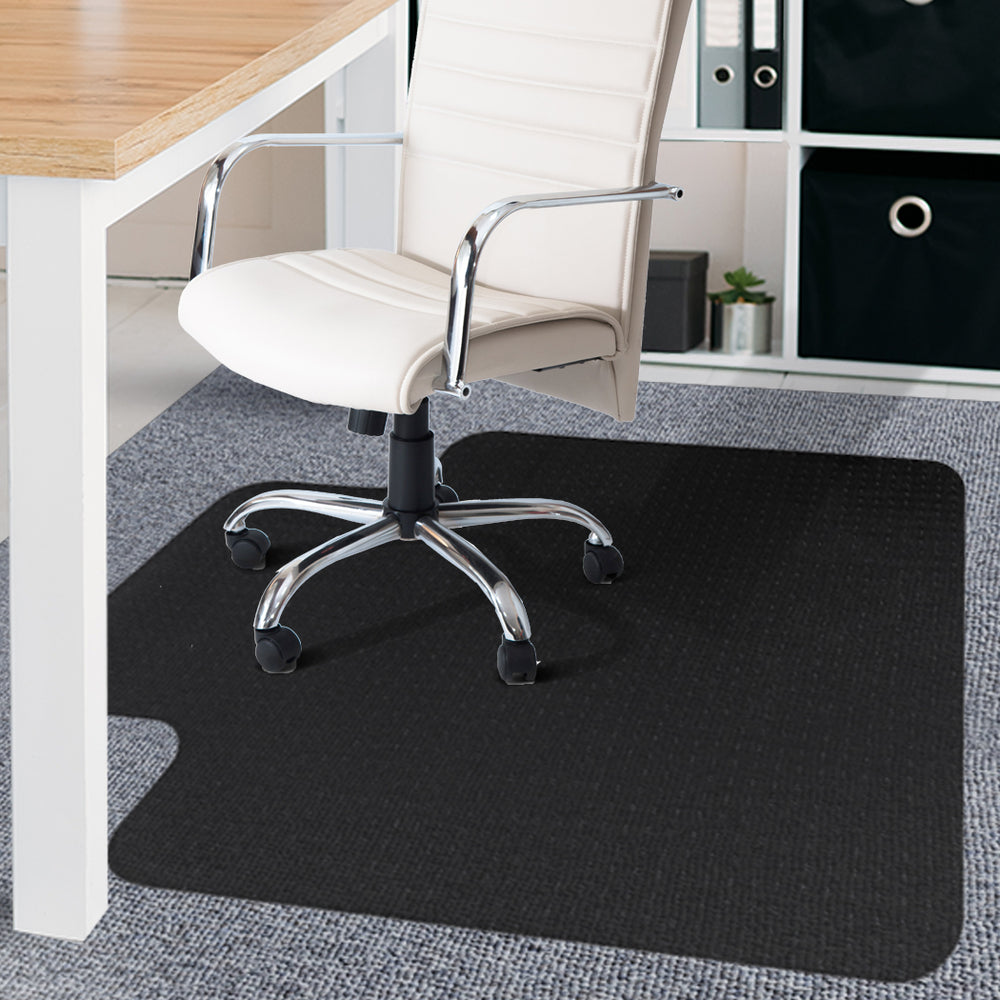 Chair Floor Protector Mat Keyshape 120cm x 90cm with Carpet Grippers - Black Homecoze