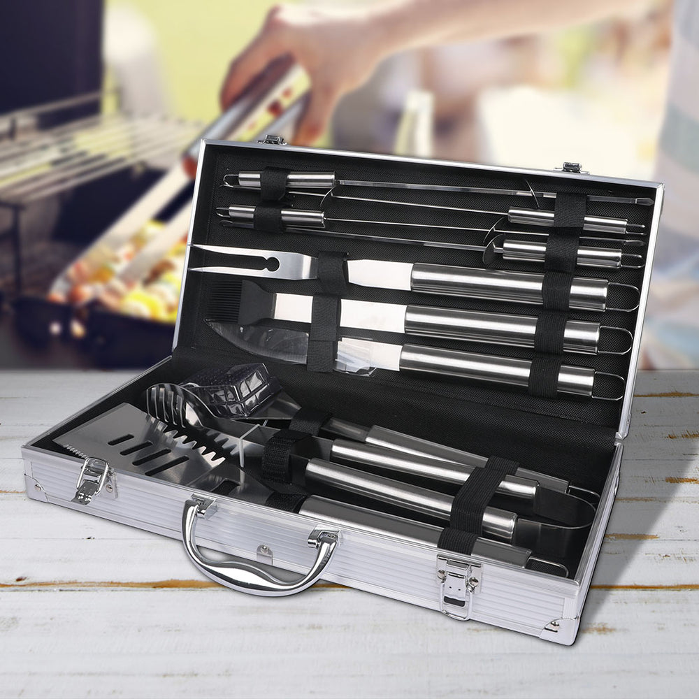 10Pcs Stainless Steel BBQ Tool Set Outdoor Barbecue Utensil Aluminium Grill Cook Homecoze