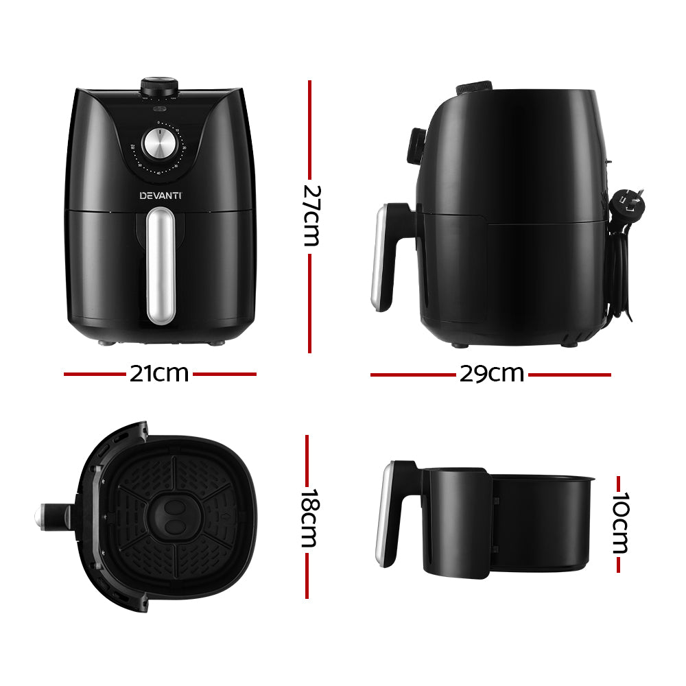 Mini 2.5L Easy-Use Rotary Knob Oil Free Air Fryer 1200W Homecoze