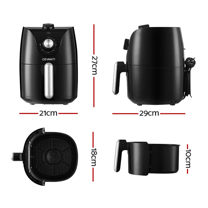 Mini 2.5L Easy-Use Rotary Knob Oil Free Air Fryer 1200W Homecoze