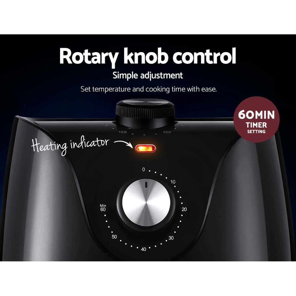 Mini 2.5L Easy-Use Rotary Knob Oil Free Air Fryer 1200W Homecoze