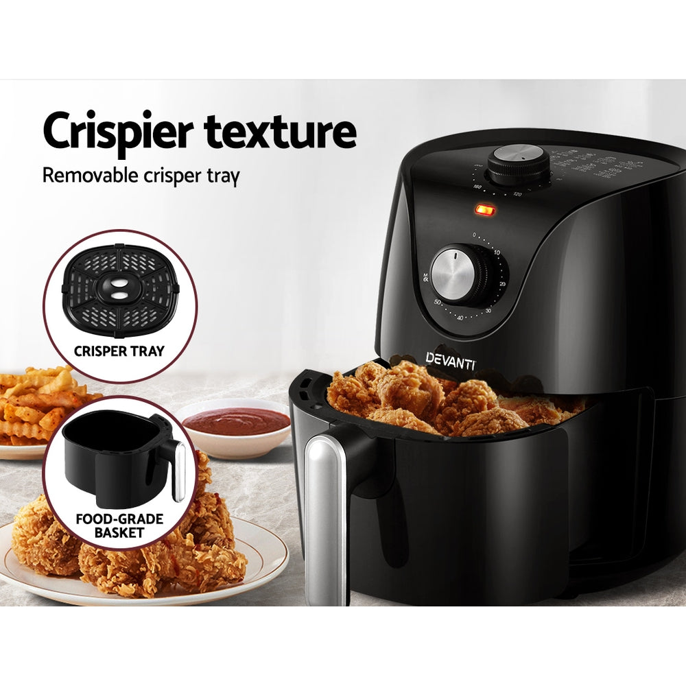 Mini 2.5L Easy-Use Rotary Knob Oil Free Air Fryer 1200W Homecoze