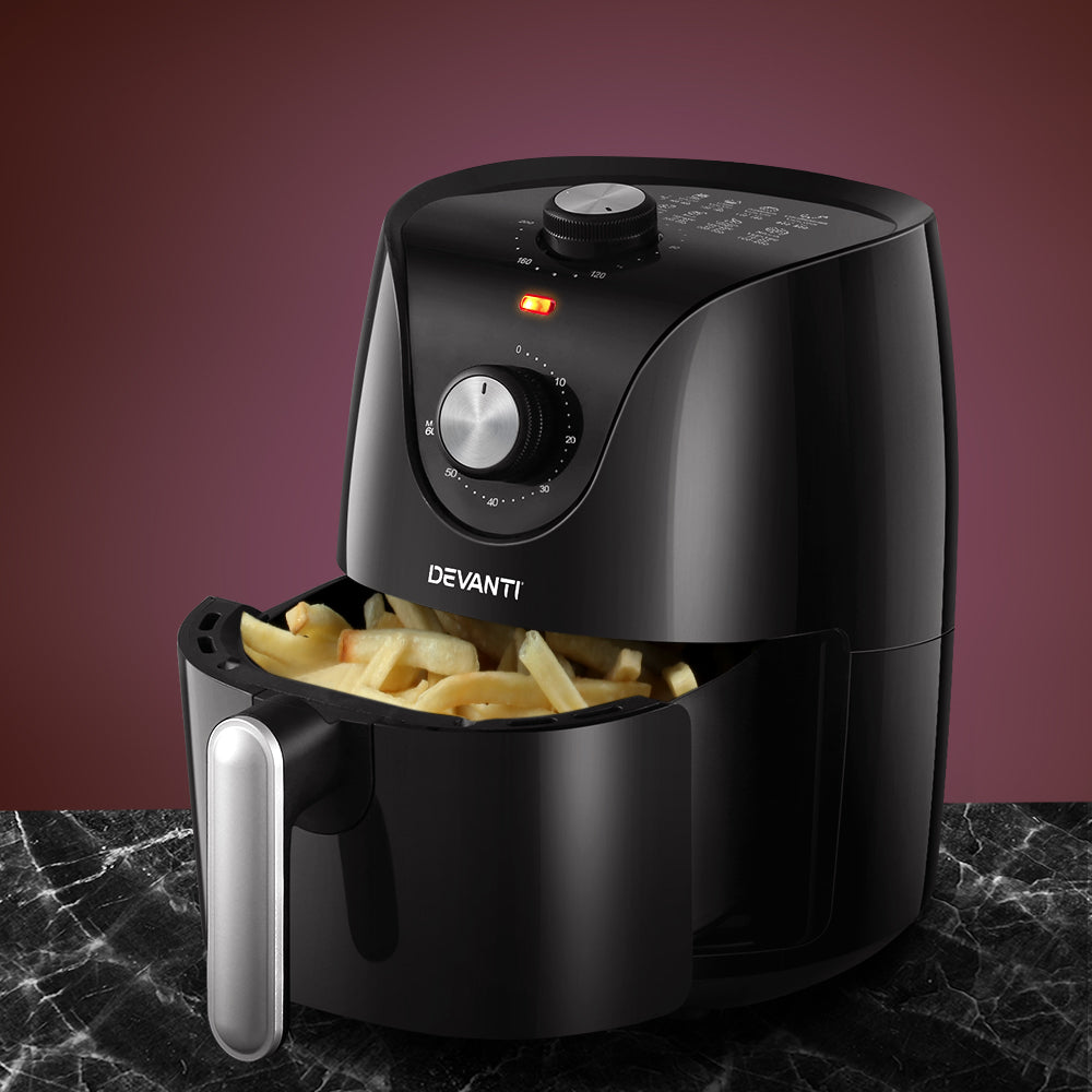 Mini 2.5L Easy-Use Rotary Knob Oil Free Air Fryer 1200W Homecoze