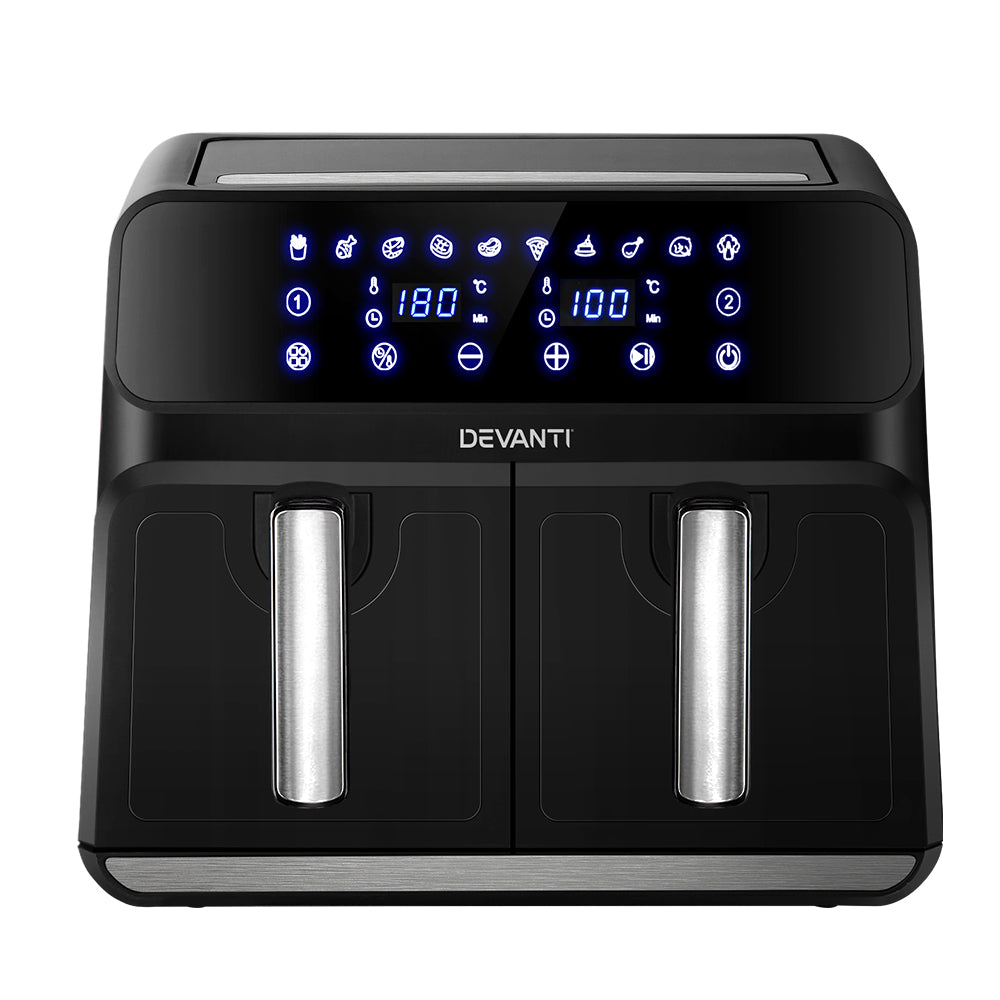 8L (Twin 4L Baskets) Deluxe LCD Touch Panel Oil Free Air Fryer 1700W Homecoze