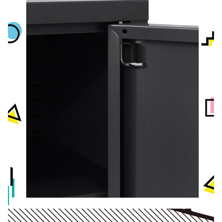 Industrial Series Lowset Double Locker Sideboard Buffet Cabinet - Charcoal Homecoze