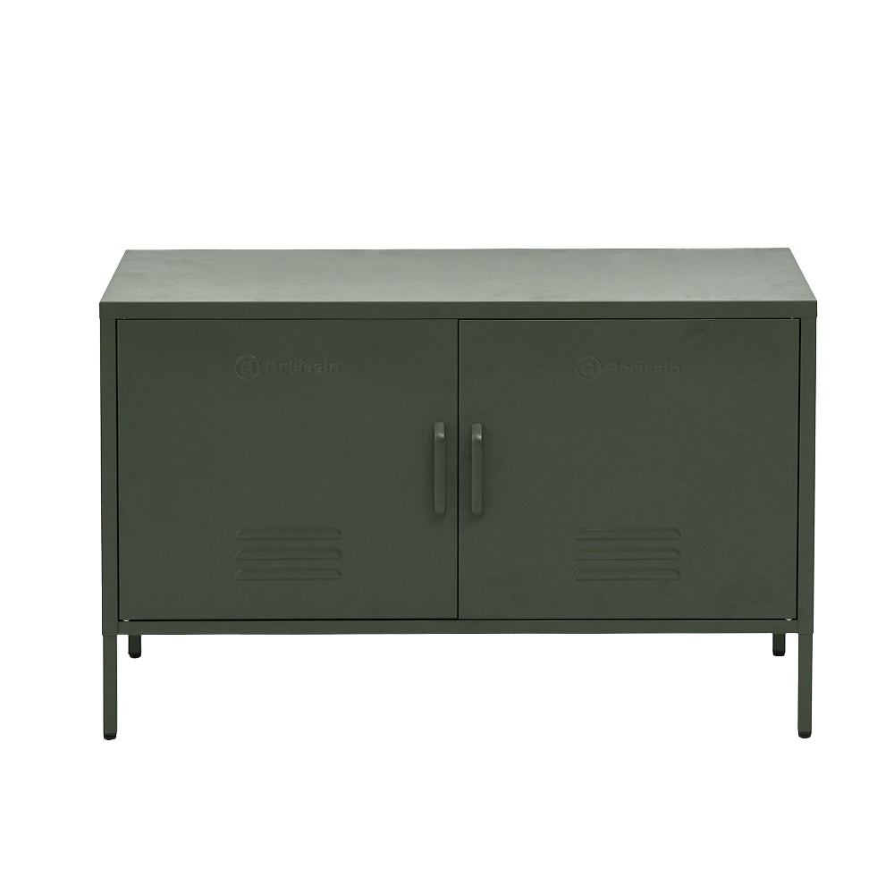 Industrial Series Lowset Double Locker Sideboard Buffet Cabinet - Green Homecoze