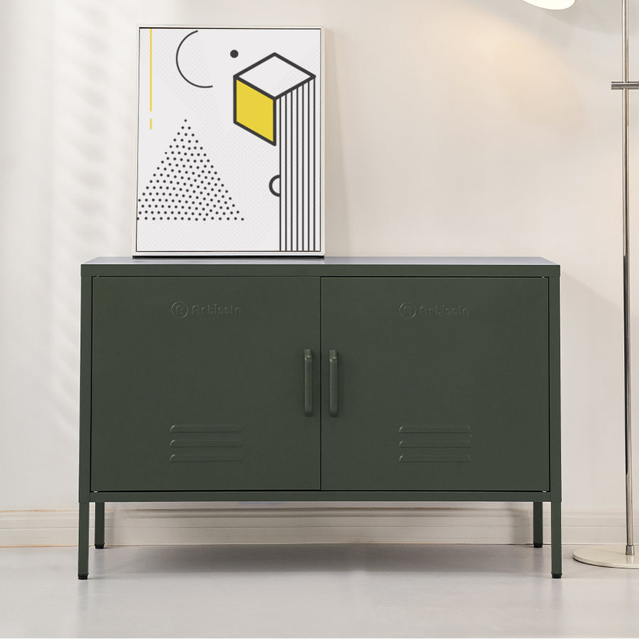 Industrial Series Lowset Double Locker Sideboard Buffet Cabinet - Green Homecoze