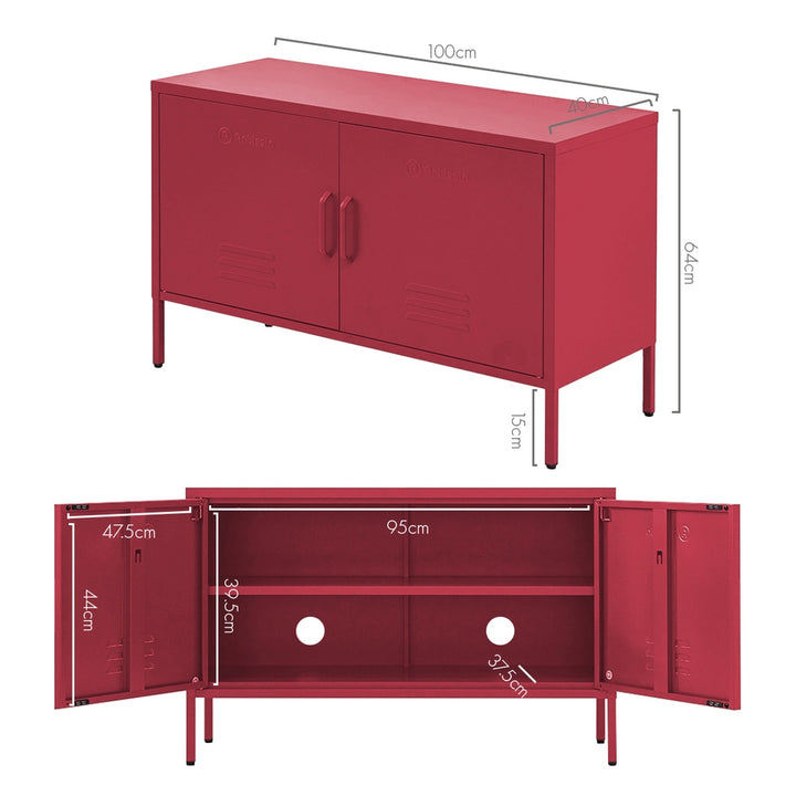 Industrial Series Lowset Double Locker Sideboard Buffet Cabinet - Pink Homecoze