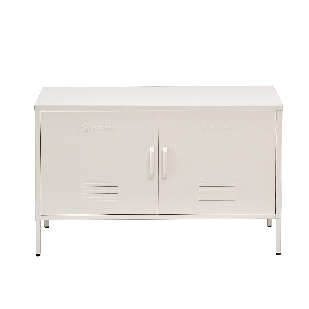 Industrial Series Lowset Double Locker Sideboard Buffet Cabinet - White Homecoze