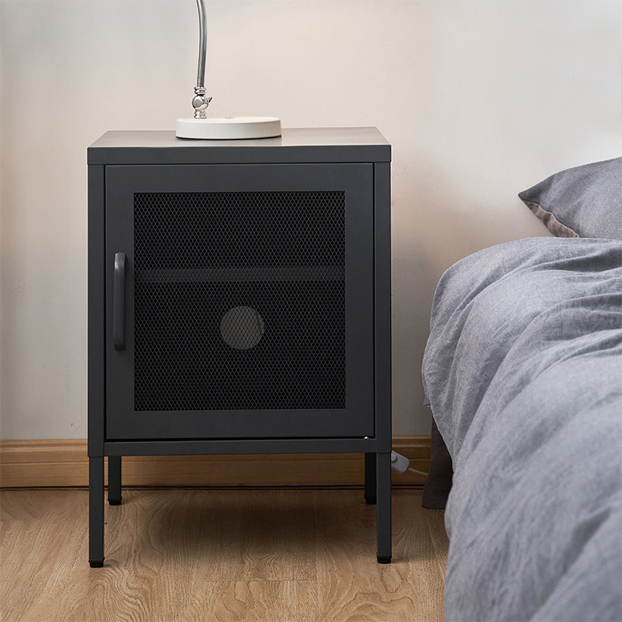 Industrial Series Single Mesh Locker Storage Cabinet - Black Homecoze