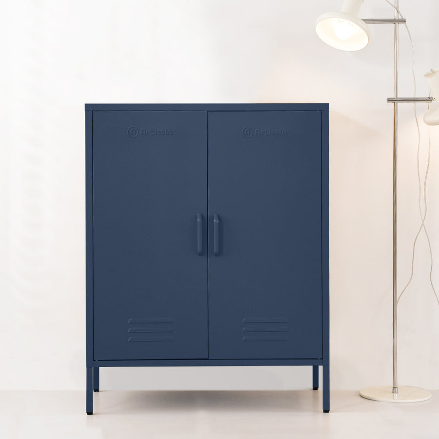 Industrial Series Highset Double Locker Sideboard Buffet Cabinet - Blue Homecoze