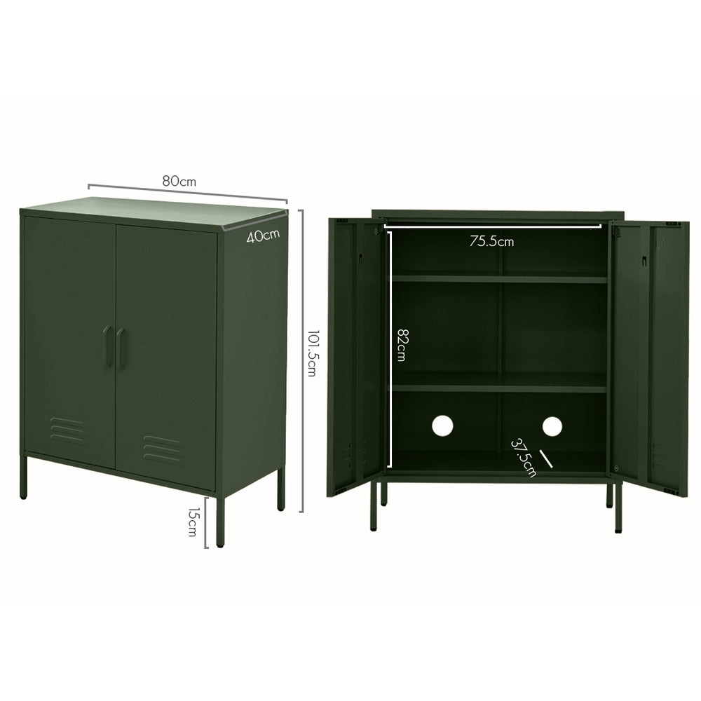 Industrial Series Highset Double Locker Sideboard Buffet Cabinet