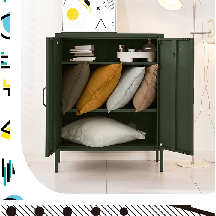 Industrial Series Highset Double Locker Sideboard Buffet Cabinet - Green Homecoze