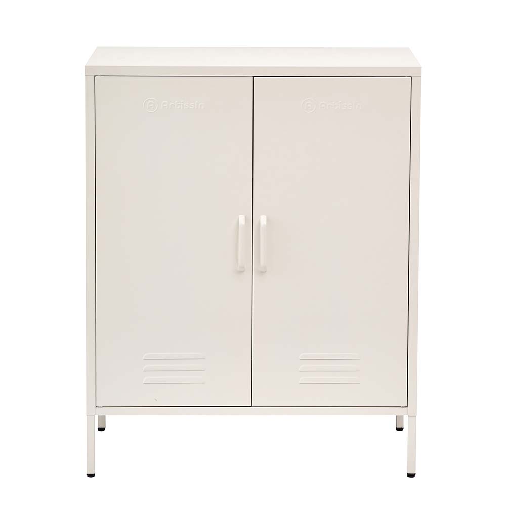 Industrial Series Highset Double Locker Sideboard Buffet Cabinet - White Homecoze