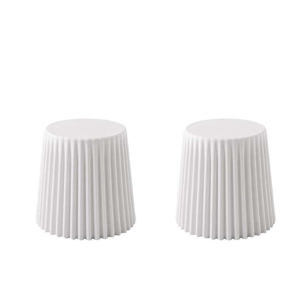 Cupcake Stools Set of 2 Stackable Seating - White Homecoze