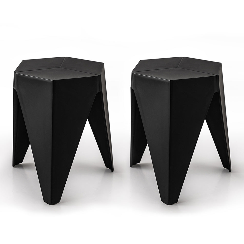 Puzzle Stools Set of 2 Versatile Side Table Chair - Black Homecoze