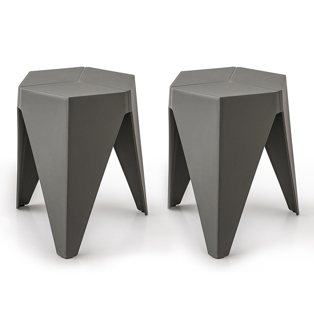 Puzzle Stools Set of 2 Versatile Side Table Chair - Grey Homecoze